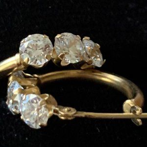 14K CZ Diamond Hoop Earrings
